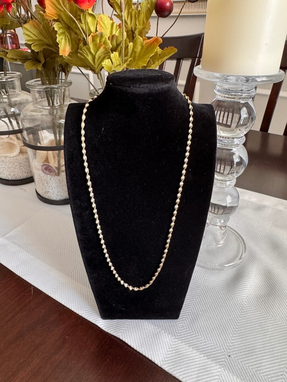 Italian 925 Sterling Silver Gold-Tone Twisted Rope Necklace – 20" – 7g